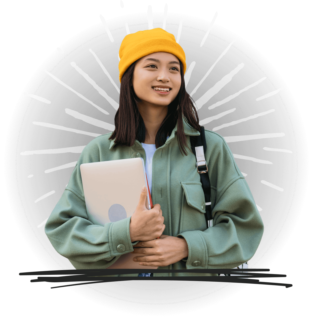 Student holding laptop