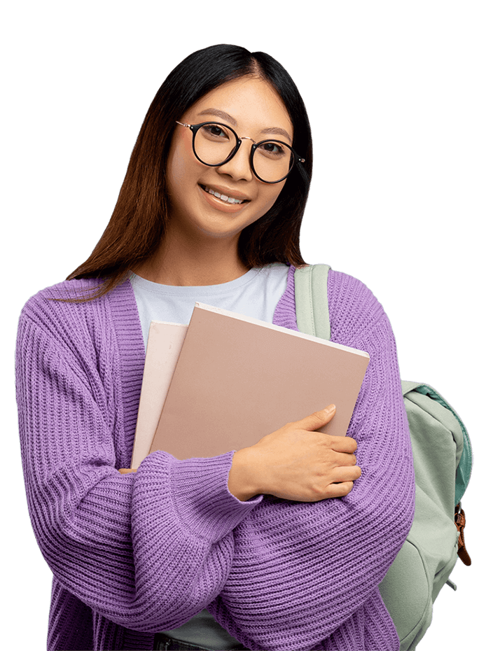 Student carrying notebook