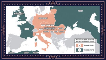 A slide within the course that shows a map of the Slavic people's of the austro-hungarian empire