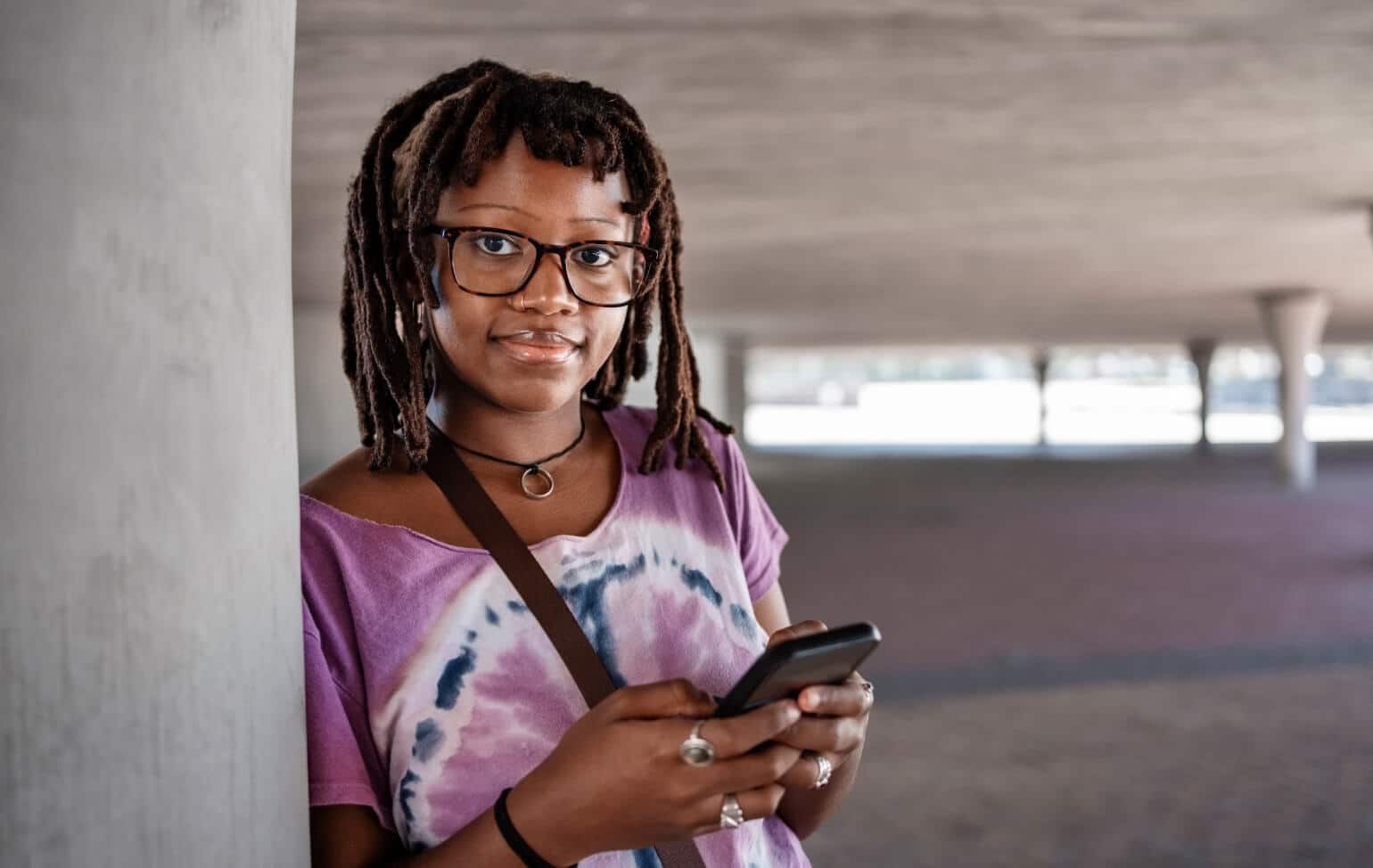 Student using a phone